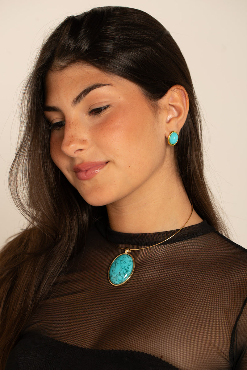 The Lucky Necklace - Turquesa - Colar Dourado Lucky Bijoux