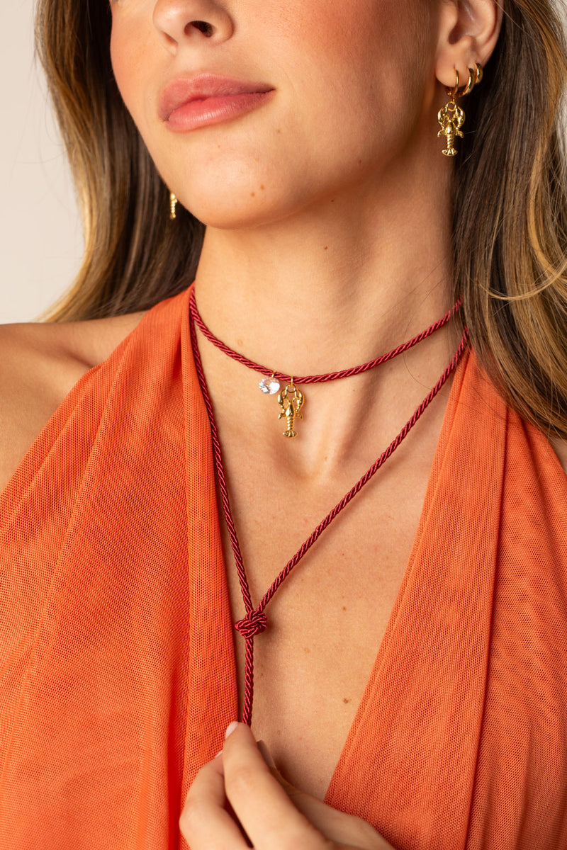 Conjunto Lobster - Argola Dourada Lucky Bijoux