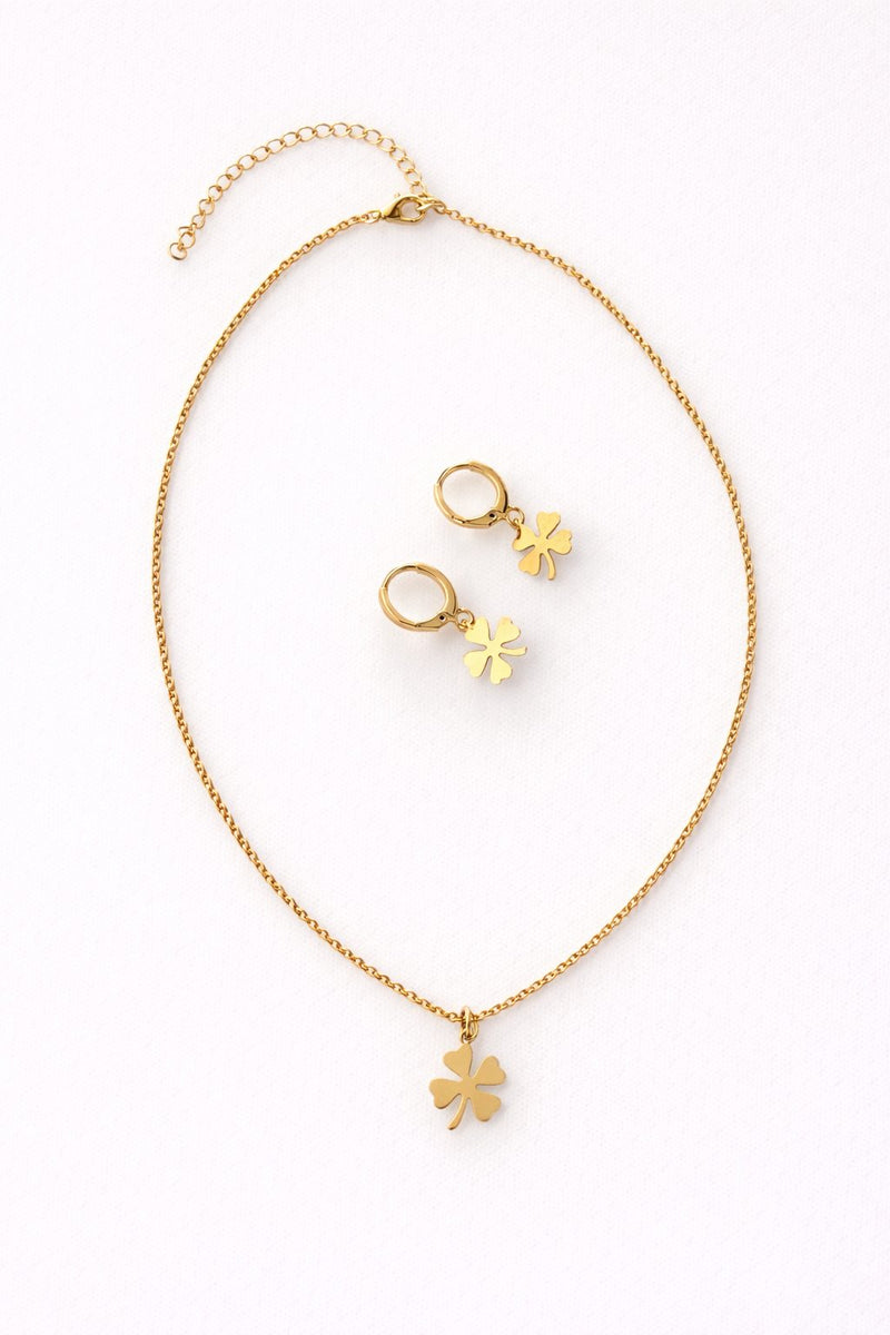 Lucky Set - Golden Clover - Argola Dourada Lucky Bijoux