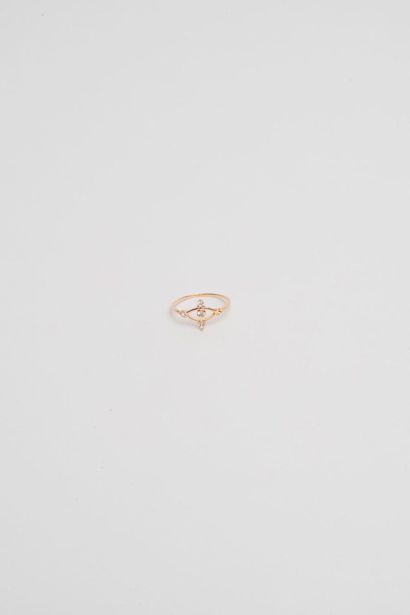 Anel Crystal Eye - Anel Dourado Lucky Bijoux