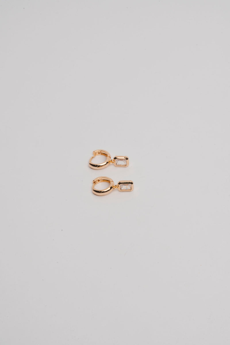 Argola Crystal Clear - Argola Dourada Lucky Bijoux