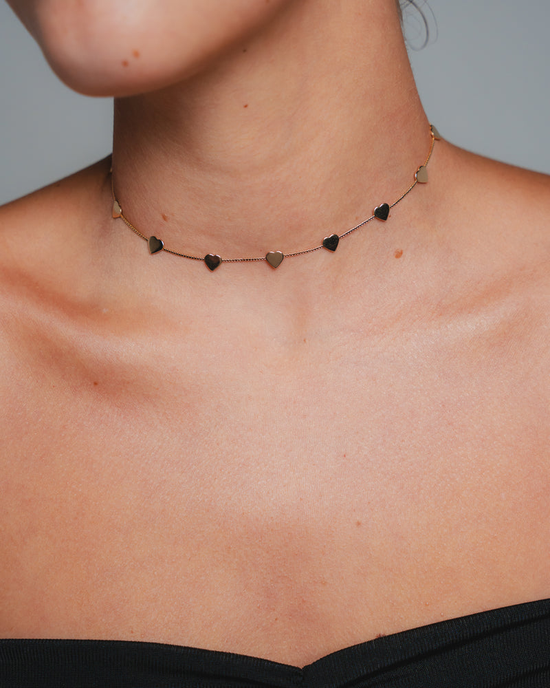Choker Corações - Colar Dourado Lucky Bijoux