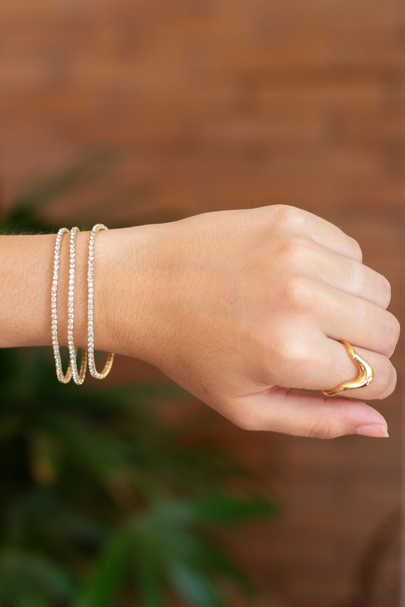 Trio de Rivieras - Pulseira Ouro 18k Lucky Bijoux