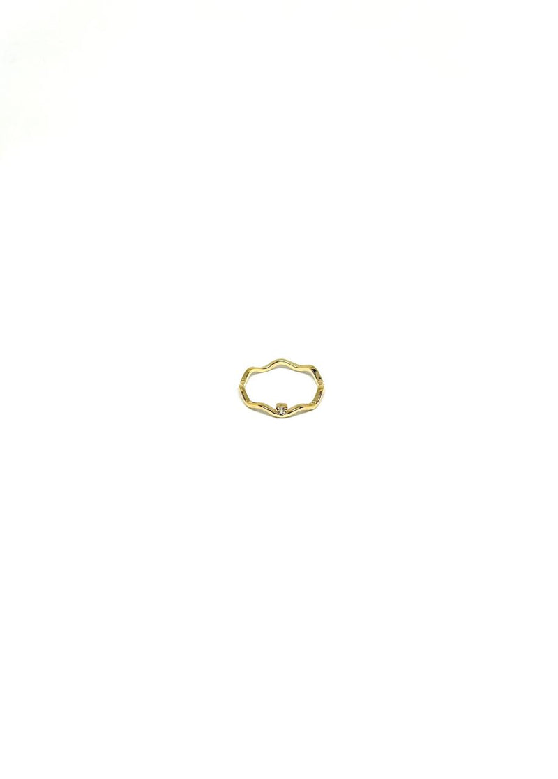Anel Ondulado com Ponto de Luz - Anel Dourado Lucky Bijoux