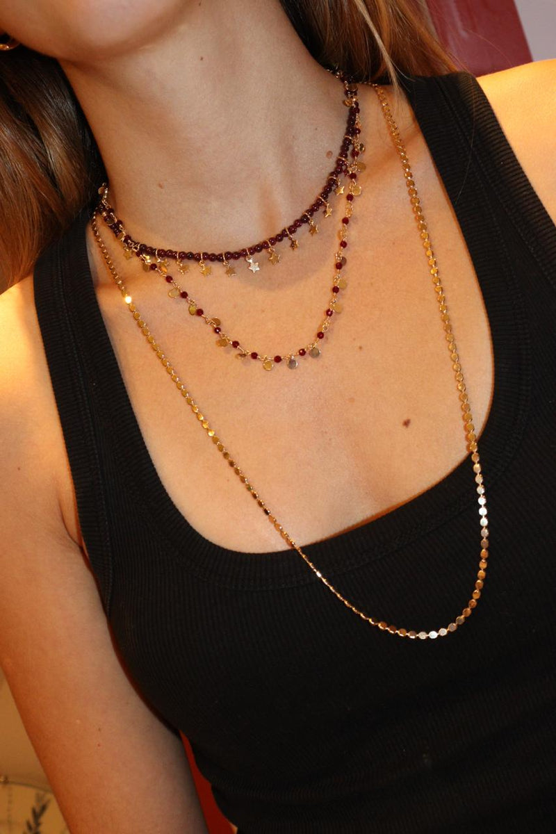 Mix Bordô - Colar Dourado Lucky Bijoux