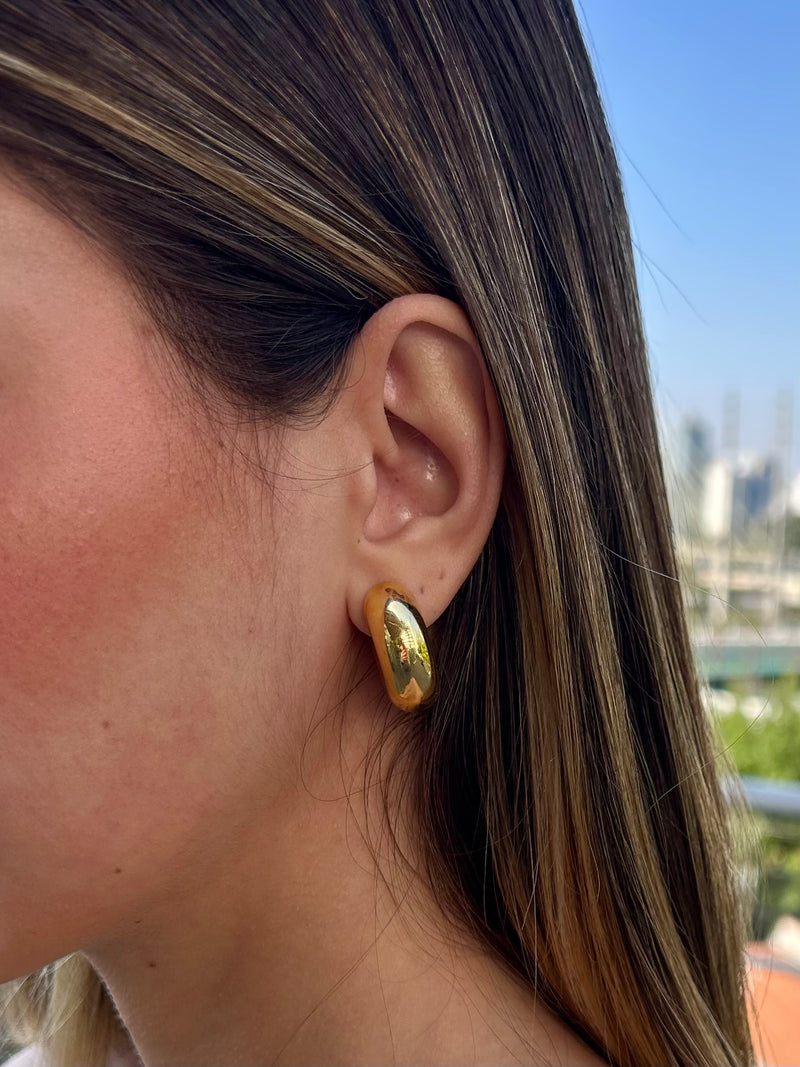 Argola Tubo Gordinha - Argola Dourada Lucky Bijoux