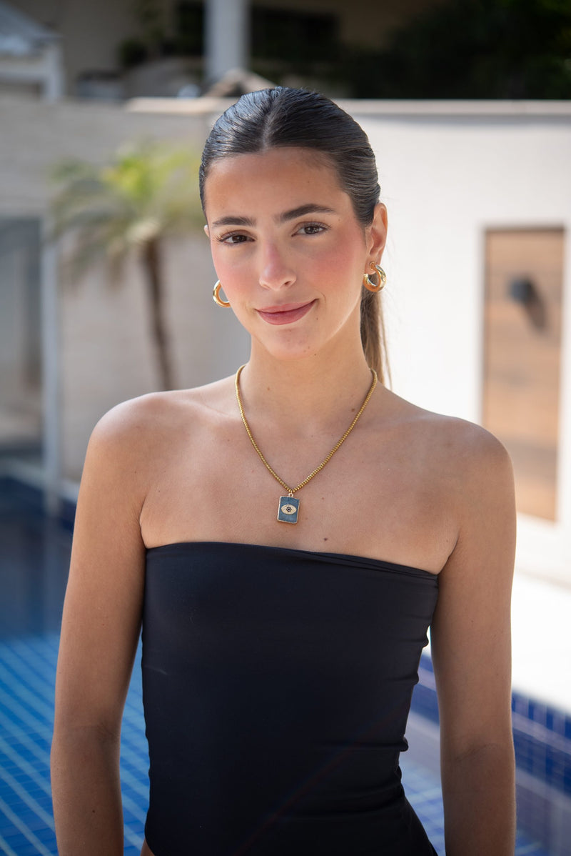 Colar Lucky Eye Turquesa - Colar Dourado Lucky Bijoux