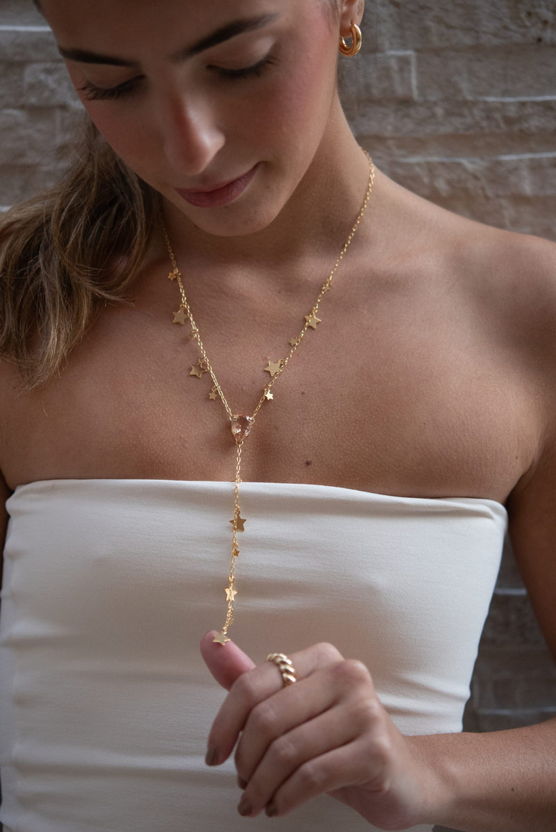 Colar Gravatinha Stars - Colar Dourado Lucky Bijoux