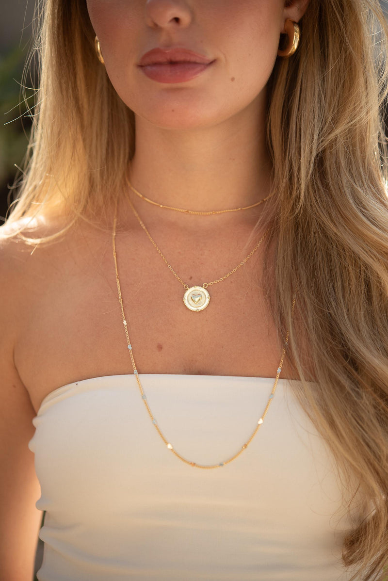 Mix Mini Hearts + Colar Heart Medal - Colar Dourado Lucky Bijoux