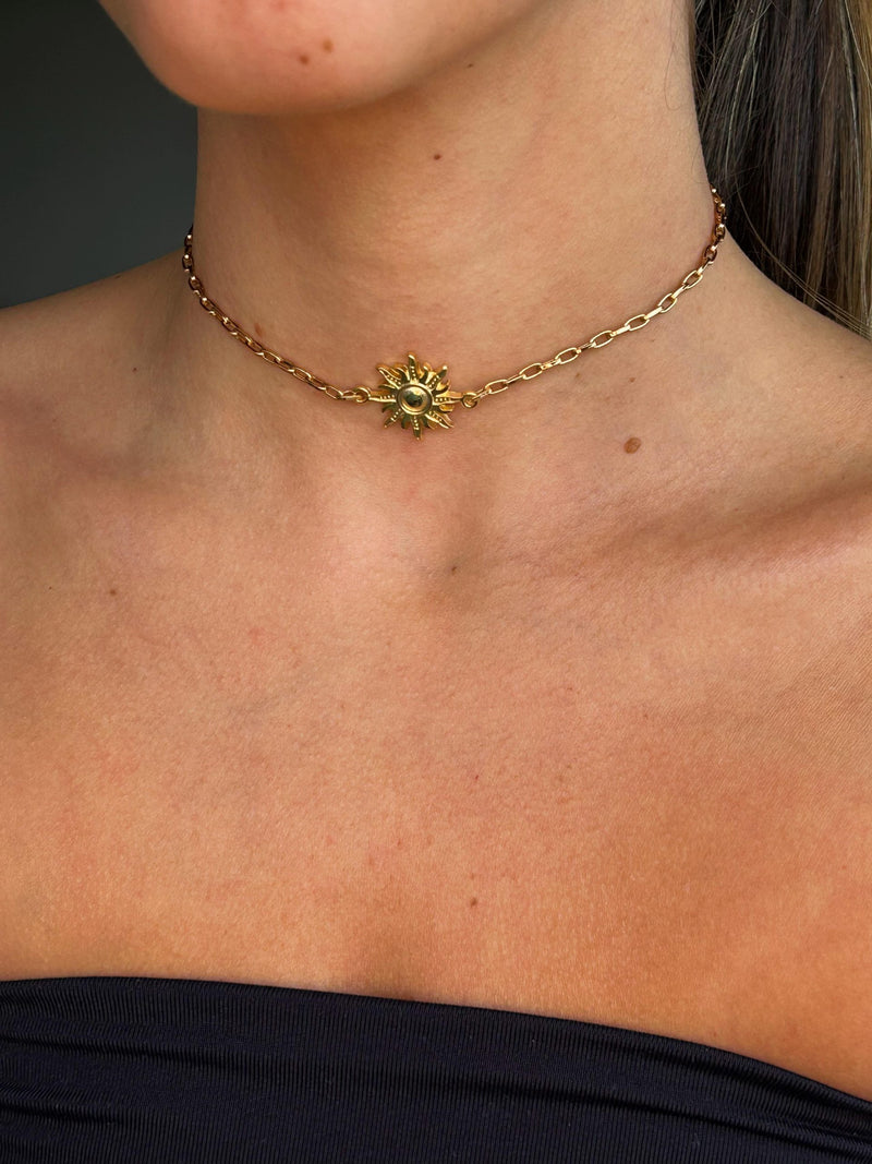 Choker Mini Sun - Colar Dourado Lucky Bijoux