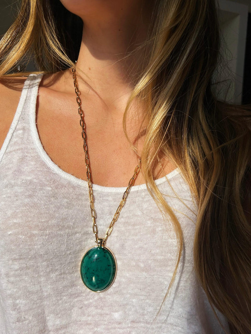 Colar Dali Verde - Colar Dourado Lucky Bijoux