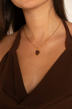 Colar Oval Marrom - Colar Dourado Lucky Bijoux
