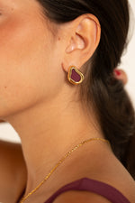 Brinco Orgânico Bordô - Argola Dourada Lucky Bijoux