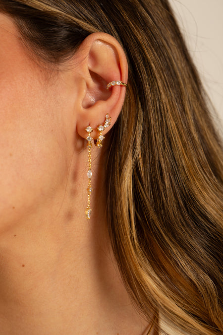 Crystal Earrings - Argola Dourada Lucky Bijoux