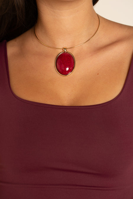 The Lucky Necklace - Bordô - Colar Dourado Lucky Bijoux