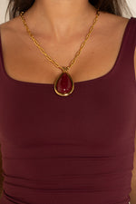 Colar Gota Bordô - Colar Dourado Lucky Bijoux