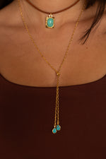 Colar Gravatinha Turquesa - Colar Dourado Lucky Bijoux