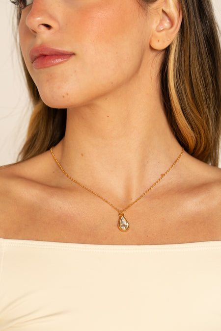 Colar Crystal Drop - Colar Dourado Lucky Bijoux