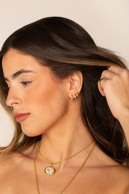 Trio de Argolinhas Básicas - Argola Dourada Lucky Bijoux