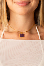 Colar Square Gem - Roxo