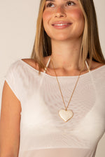 Colar White Heart - Colar Dourado Lucky Bijoux