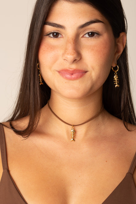 Mix Fishbone - Argola Dourada Lucky Bijoux