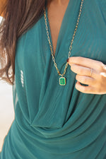 Colar Gem Esmeralda - Colar Dourado Lucky Bijoux