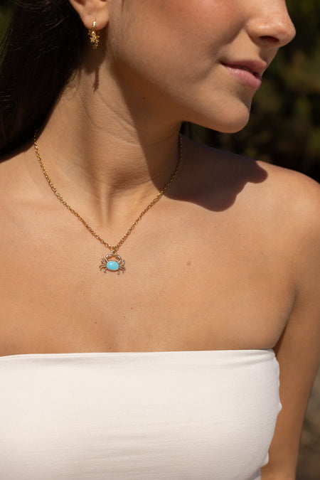 Colar Siri Turquesa - Colar Dourado Lucky Bijoux