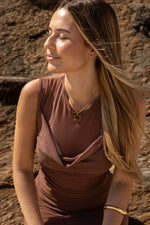 Colar Square Gem - Olho de Tigre - Colar Dourado Lucky Bijoux