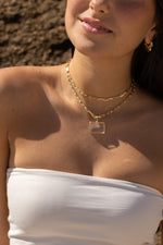 Colar Crystal Gem - Colar Dourado Lucky Bijoux