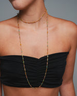 Colar Longo Cristais Coloridos - Colar Dourado Lucky Bijoux