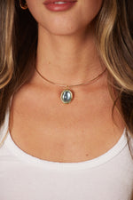 The Lucky Necklace - Light Blue Oval Gem