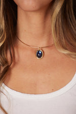 The Lucky Necklace - Dark Blue Oval Gem