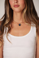 The Lucky Necklace - Dark Blue Oval Gem
