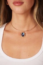 The Lucky Necklace - Dark Blue Oval Gem