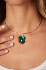 The Lucky Necklace - Green Oval Gem