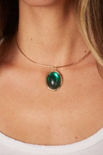 The Lucky Necklace - Green Oval Gem