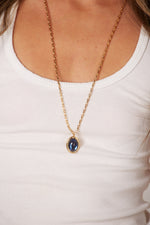 Colar Dark Blue Oval Gem
