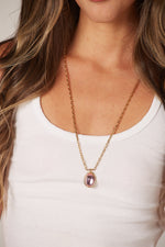 Colar Pink Oval Gem