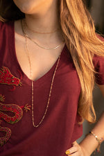 Colar 120cm de Bolinhas - Colar Dourado Lucky Bijoux