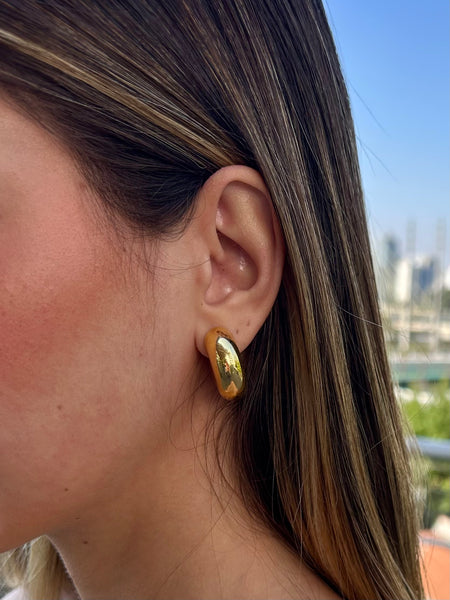 Argola Tubo Gordinha - Argola Dourada Lucky Bijoux