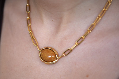Colar Jaspe - Colar Dourado Lucky Bijoux